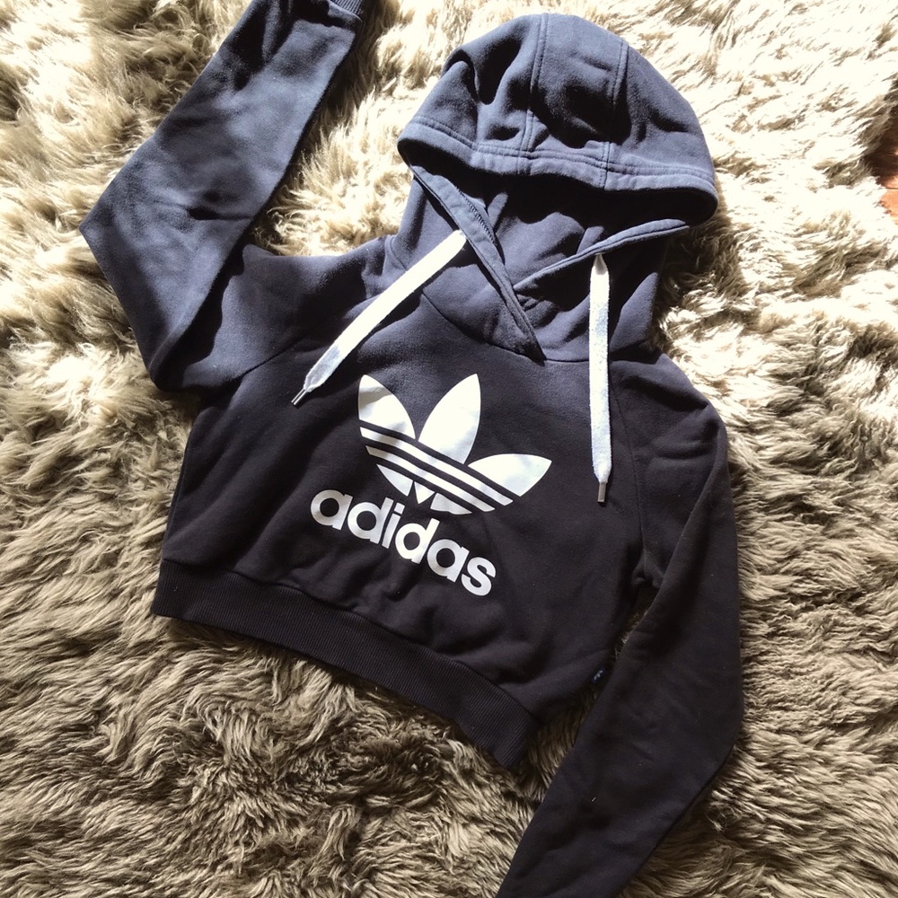 Adidas trefoil cropped hoodie